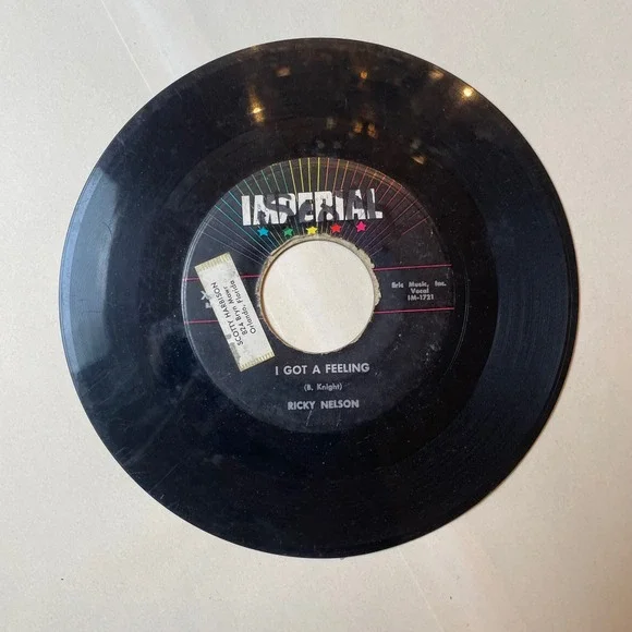 Ricky Nelson 45‎ RPM Vinyl Record Imperial Lonesome Town I Got A Feeling - Picture 2 of 2